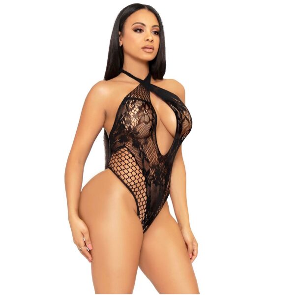 Lace and Net Halter Teddy